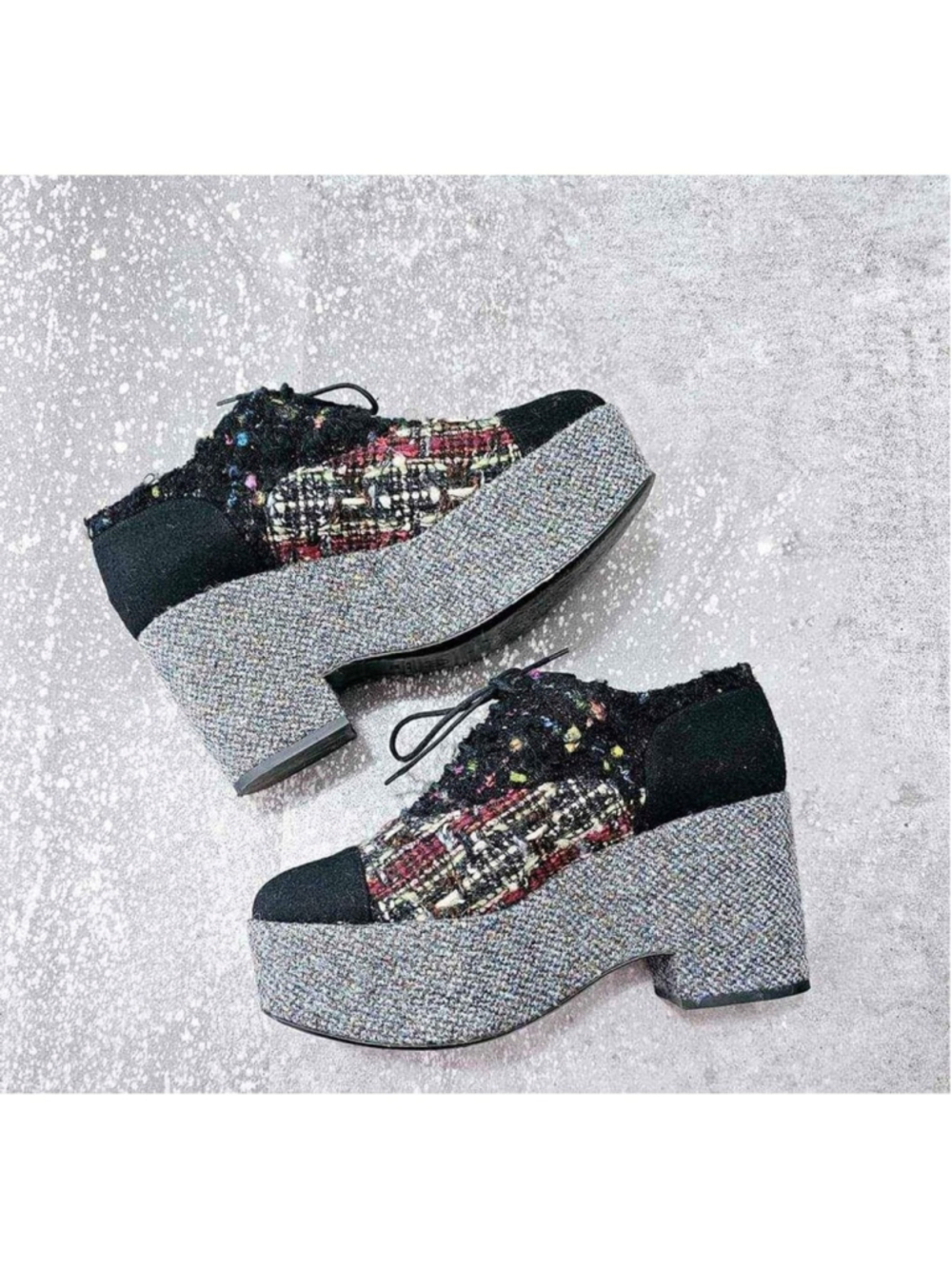 Chanel Tweed Platform Shoes Size 39.5 - Picture 4 of 10